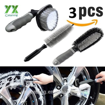 Car Brush 3 Set Auto Alloy Wheel Cleaner Rim Care Motorcycle Bike Tire Washing Brushes Tool