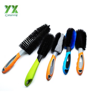 Durable Use Car Tire Wheel Wash Brush Cleaning Rim Hub Wire Vehicle Chassis Washing Tool Kit TPR grip handle